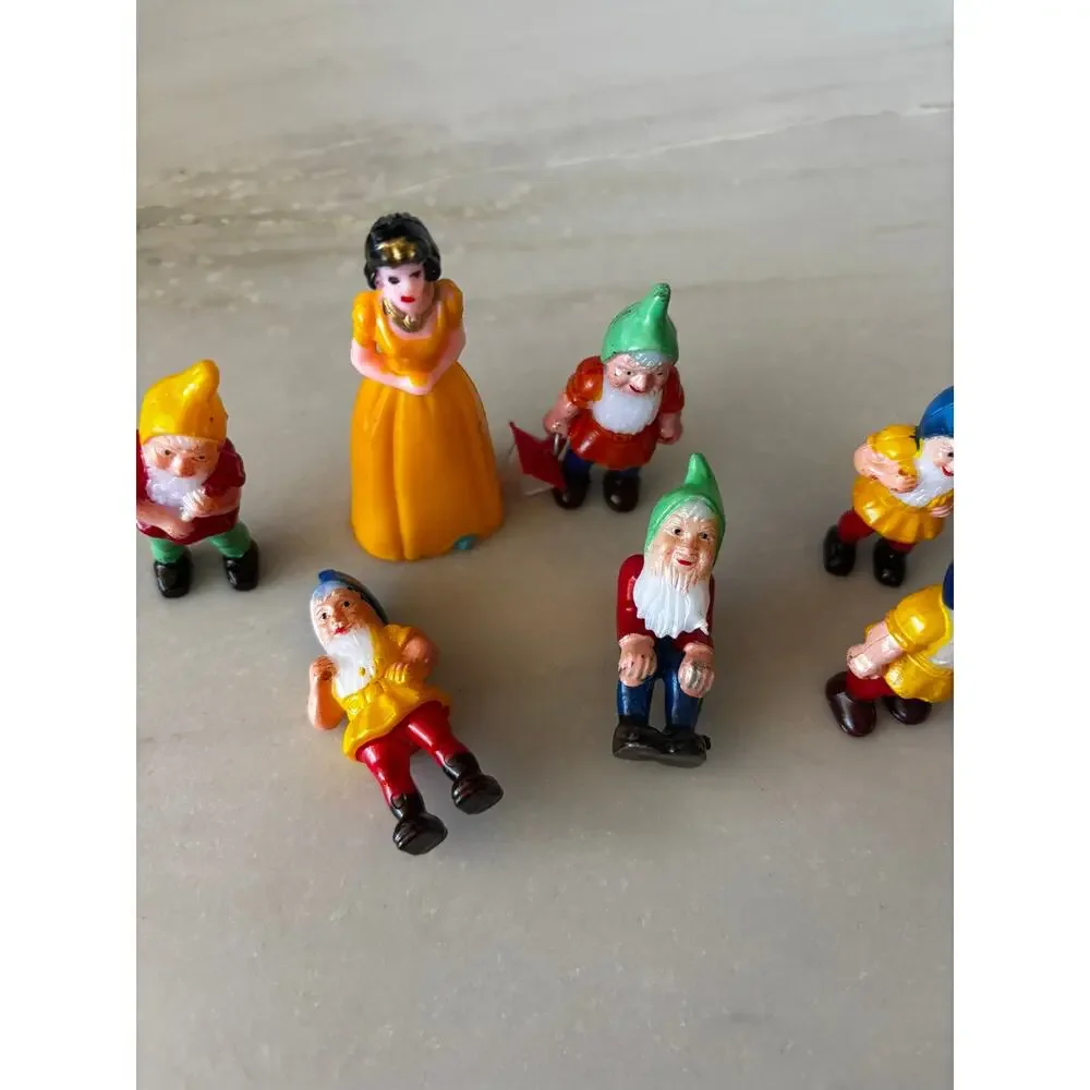 Vintage Snow White & Seven Dwarfs Plastic Figures Hong Kong Disney Dwarfs Lot